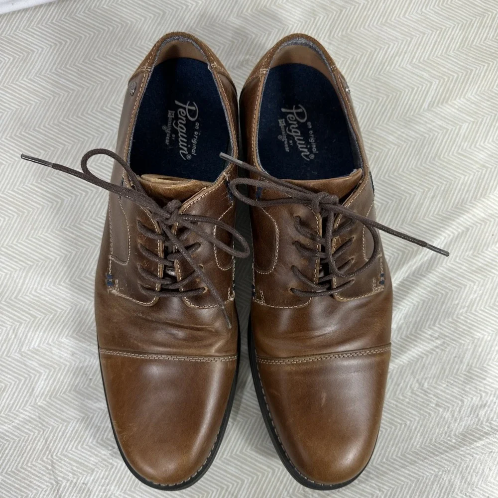 Original Penguin by Munsingwear Dress Shoes Mens 12 Westley Oxford Brown Leather